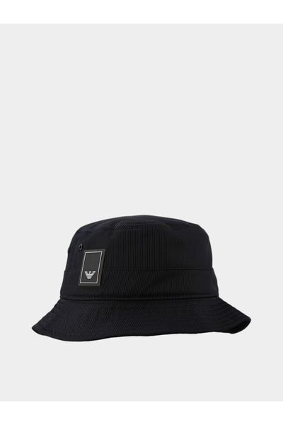 Emporio Armani Men's Corduroy Textured Fabric Logo Label Navy Blue Sports Hat