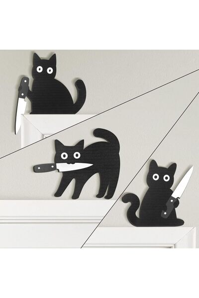 Arabest 3-Piece Black Cat Wall Decor,Wooden Decorations,Unique for Cat Lovers...