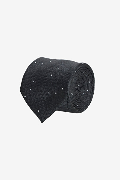 ALTINYILDIZ CLASSICS Men's Black-Grey Patterned Silk Tie