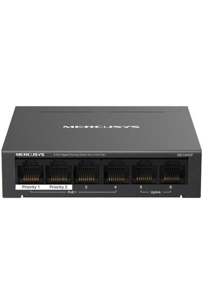 Mercusys MS106GP Μεταγωγέας Gigabit PoE+ 6 θυρών, 4 θύρες PoE, 65W