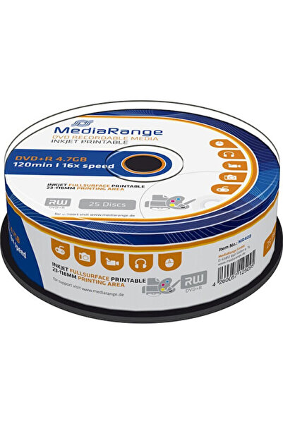 MediaRange Εγγράψιμο DVD+R 16x 4.7GB Κουτί 25 τεμαχίων (Cake Box) Κωδικός: MR408