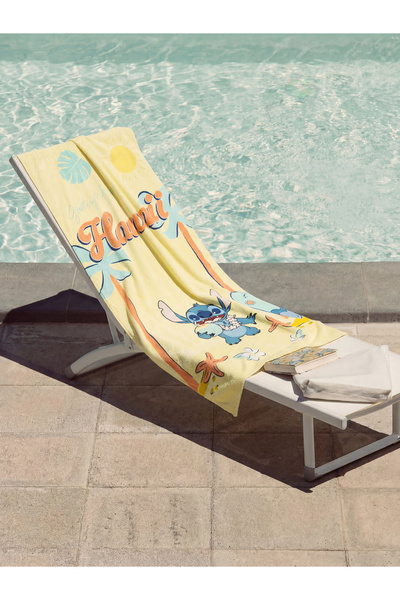 LC Waikiki Βαμβακερή πετσέτα θαλάσσης με σχέδιο Στιτς 70x150 εκ.