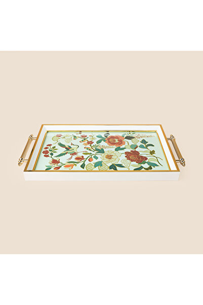 İrem Home Pink Flower Tepsi - Renkli - 28x40 cm