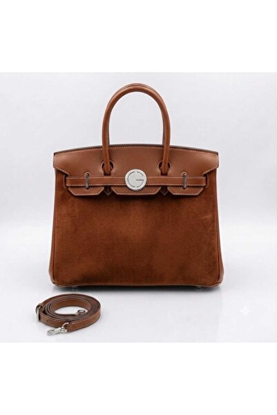Generic TOP Choice Elegant Suede-Look Top Handle Satchel Bag with Silver-Tone...