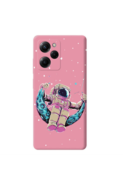Other Xiaomi Poco X5 Pro Astronaut swinging on the moon Pink Colored Silicone...