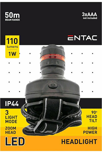 Entac Φακός κεφαλής LED IP44 με Μέγιστη Φωτεινότητα 110lm Μαύρο Κωδικός: 15.0...