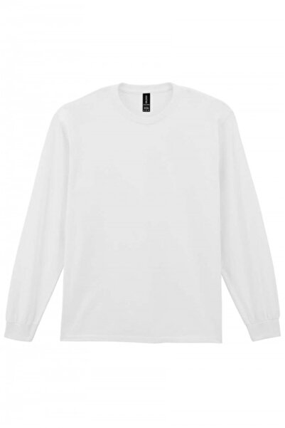 GILDAN Tricou unisex cu mânecă lungă, 100% bumbac, GI 2400 Ultra Cotton, Alb