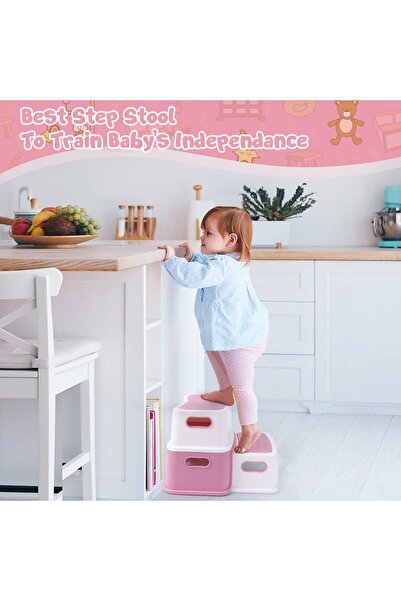 Garvee Children's Step Stool With 2 Steps, PP Material, Non-Slip And Stable, ...