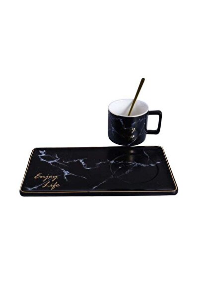 Generic Marble Coffee Cup Set Black 8 x 8 x 7centimeter