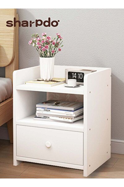 sharpdo Nightstands Home Bedside Storage Cabinet With Drawer And Shelf Bedsid...