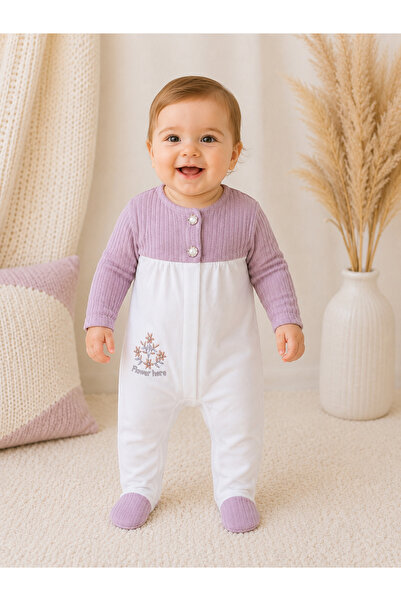 Nehad Bebe Baby Girl Cotton Floral Embroidered Long Sleeve Newborn Baby Romper