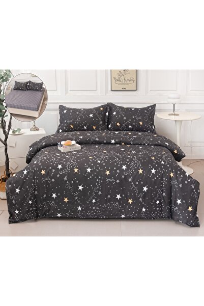 CHIRASO 4 Piece Bedding Top Bottom Set , Satin Cotton , Stretchy Sheet 180x20...