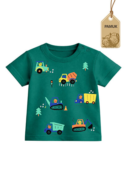 Difa Baby T-Shirt - Construction Machinery Patterned Baby Girl and Boy Printe...