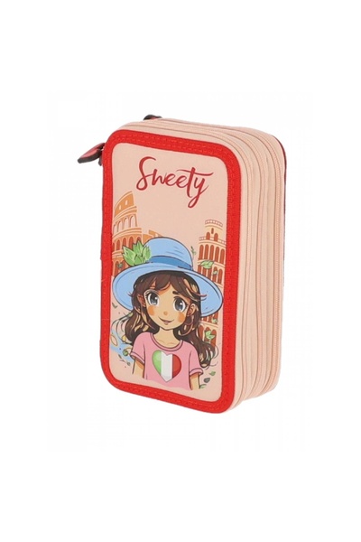 PIGNA Εξοπλισμένη Κασετίνα 34 Τεμάχια 3 Φερμουάρ Italy Sweety