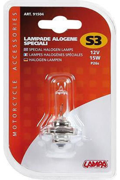 Lampa Λάμπες Μοτοσικλέτας S3-P26s Αλογόνου 12V 15W 1 τεμάχιο
