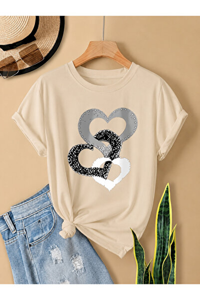 Boi Triple Heart Special Design Printed Women's T-Shirt