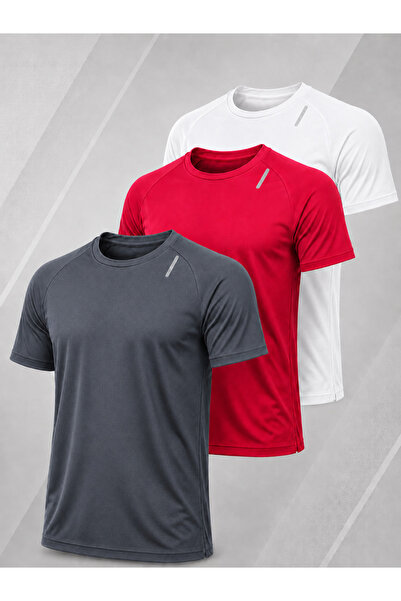 De Carte 3-Pack Sporty Quick-Drying Breathable Athletic Technical T-Shirt wit...