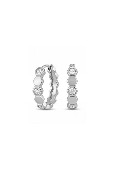 Charmist Steel Zircon Hoop Honeycomb Earrings