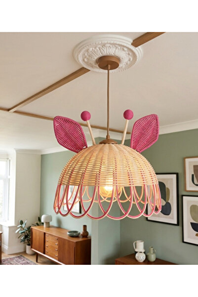 Niobehome Zürafa Model Pembe Rattan Avize