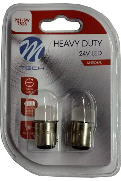 M-TECH Λάμπες Αυτοκινήτου P21/5W-BAY15D-1157 LED Κόκκινες 24V 5W 2 τεμάχια