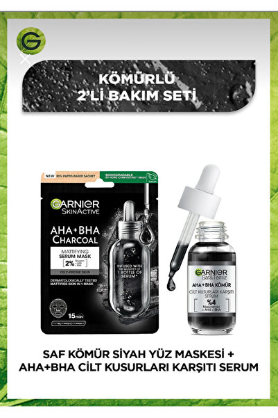 Garnier Aha Bha Cilt Kusurları Karşıtı Serum 30ml & Siyah Maske