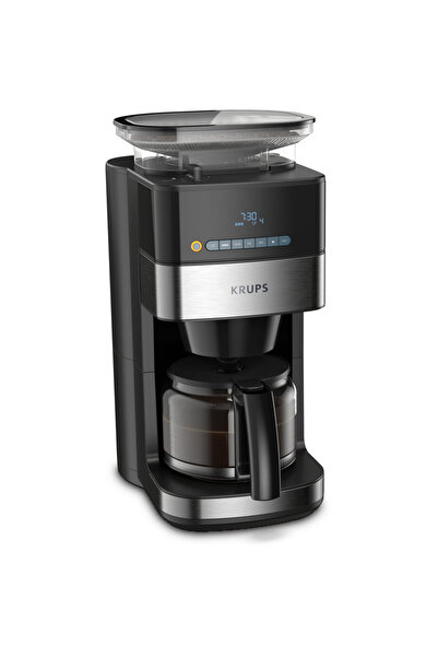 Krups Cafetiera Grind&Brew KM832810, vas din sticla, 1.25L, rasnita de cafea ...