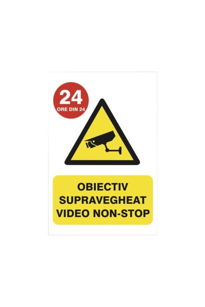 OEM Indicator semnalizare „Obiectiv supravegheat video non-stop 24h”