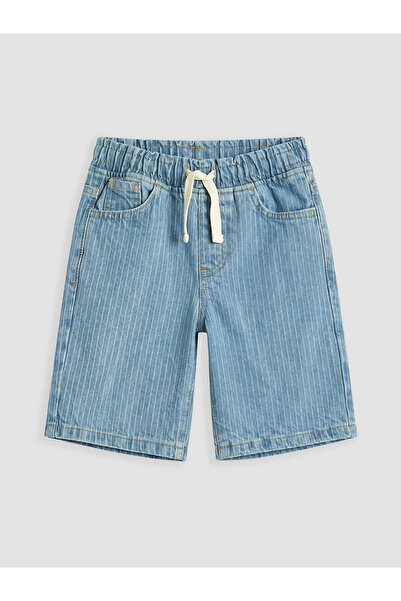 LC Waikiki Vizyon New Season Striped Boys' Jean Shorts with Elastic Waist