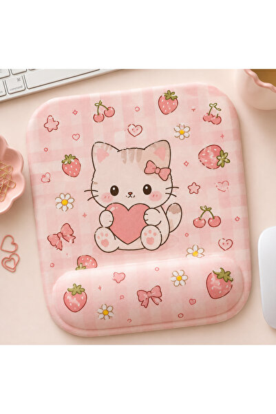 matizya Kedi Desenli Bilek Destekli Mousepad 19x23 cm Ergonomik Kaymaz Taban ...