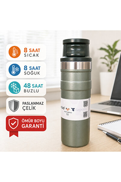 tagon MiniQup Push Pro 600 ML Outdoor Yeşil Termos