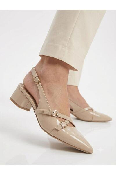 Çaçaroz Ayakkabı Large Size Open-Backed Shoes with Buckle Cross Straps and Lo...