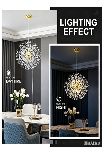 Generic Dandelion Crystal Chandelier, Nordic Candle Lamp, Bedroom and Living ...