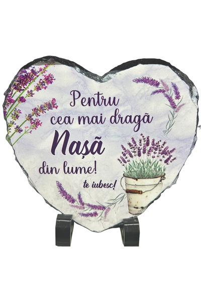 LimArt Placa decorativa ardezie in forma de inima, Lavanda, 14x13 cm - "Pentr...