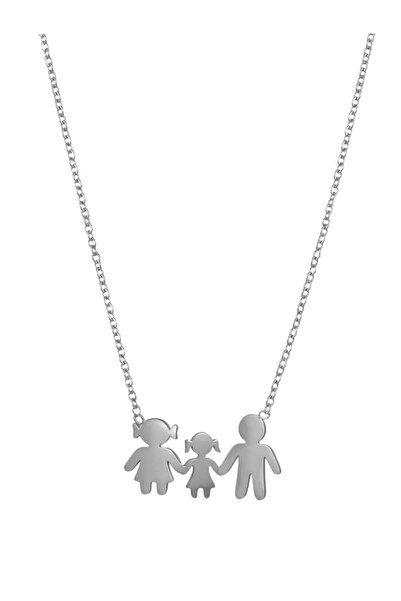 AngelsAccessories Ατσάλινο Κολιέ Οικογένεια Μαμά-Μπαμπά-Κόρη