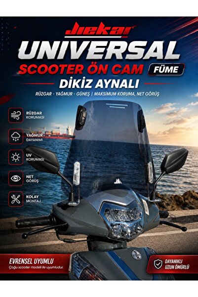 JİEKAİ DİKİZ AYNALI ÜNİVERSAL SCOOTER ÖN CAM FÜME 35 CM