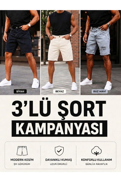 viking's line Büyük Yaz Kampanyası 3'lü Erkek Şort