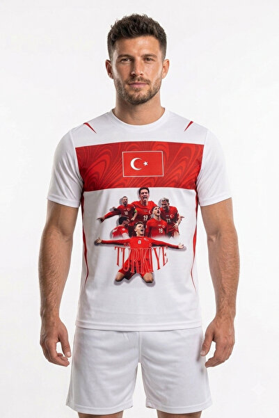 pelossi Türkiye Milli Takım Temalı Özel Tasarım Beyaz Futbol Forması - Dijita...