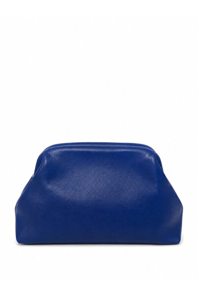 Marcc Bag Saks Mavisi Hakiki Deri KAdın Clutch Çanta / Ayarlanabilir Uzun Saplı