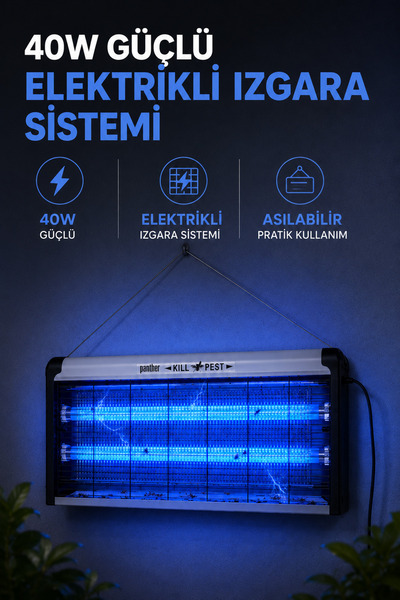 Coverzone 40W Elektrikli Sinek ve Sivrisinek Öldürücü Lamba Çift UV Floresan ...