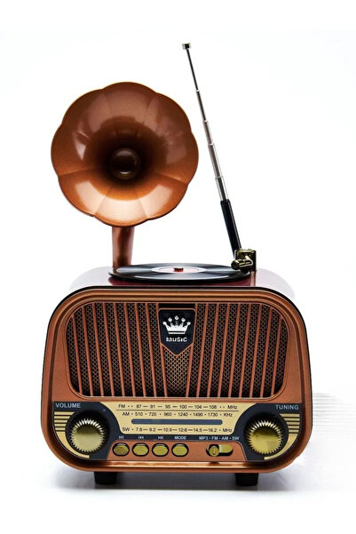 Dexxony Nostaljik Radyo MD-1319 Bluetooth Gramofonlu Hoparlör - Ahşap Tasarım...