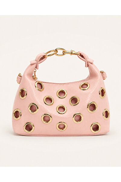 zetus Bella Pink Women's Hand and Shoulder Bag with Eyelet Detail