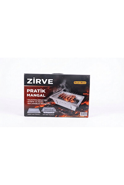 Zirve Pratik Katlanabilir Taşınabilir Mangal Izgara 30x45 cm Kalın Paslanmaz ...