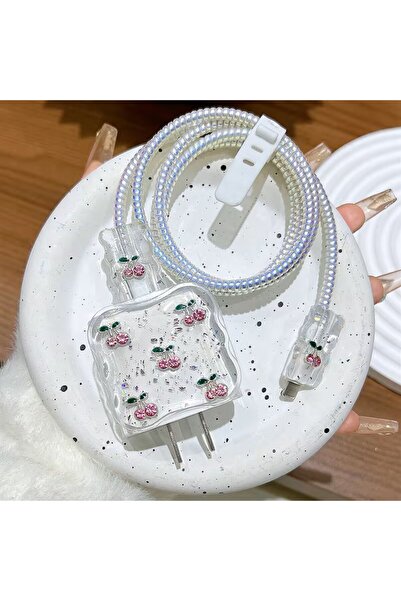 MustCase 18W/20W/25W Uyumlu Şarj Kılıfı Kiraz Figürlü Şarj Aleti Koruma Seti ...
