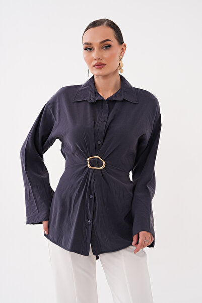 Mega Life Modal Woven Shirt with Back Belt Fastening and Front Buckle Detail