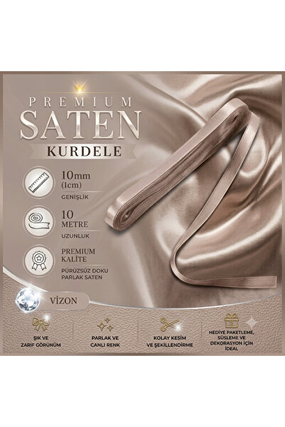 edalle Vizon Saten Kurdele 1 Cm 10 Metre, Özel Gün Hediye Süsleme Kurdelesi