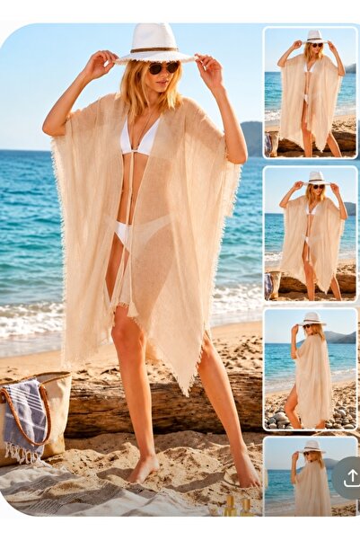 aseh shop Beige Pareo with Laces and Tassels