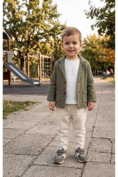NANİCA 01-05 Years Old Baby Boy Green Muslin Jacket - Green