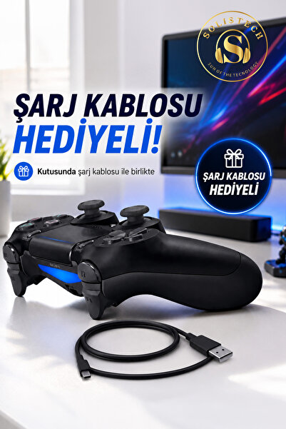 Solistech P S 4 Uyumlu Joystick Tablet Telefon Tv Uyumlu Titreşimli Şarjlı Kablosuz Oyun Kolu