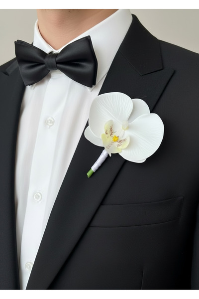 BTRENDY Büyük Orkide Damat Yaka İğnesi,Yaka Çiçeği Şık Aksesuar