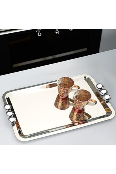 Gifts and More Hacı Ali Rectangular Tray (Punto Silver)(43*28)